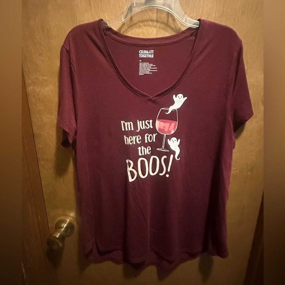 Burgundy Graphic Tee with Ghosts Women’s XL